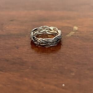 Vintage Silver Tone Braided Ring Size 7 Boho